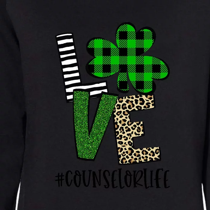 LOVE Counselor Life St Patrick's Day Buffalo Plaid Shamrock Womens California Wash Sweatshirt