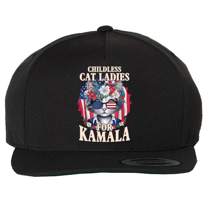 Less Cat Lady For Kamala Voting Kamala Harris 2024 Gift Wool Snapback Cap