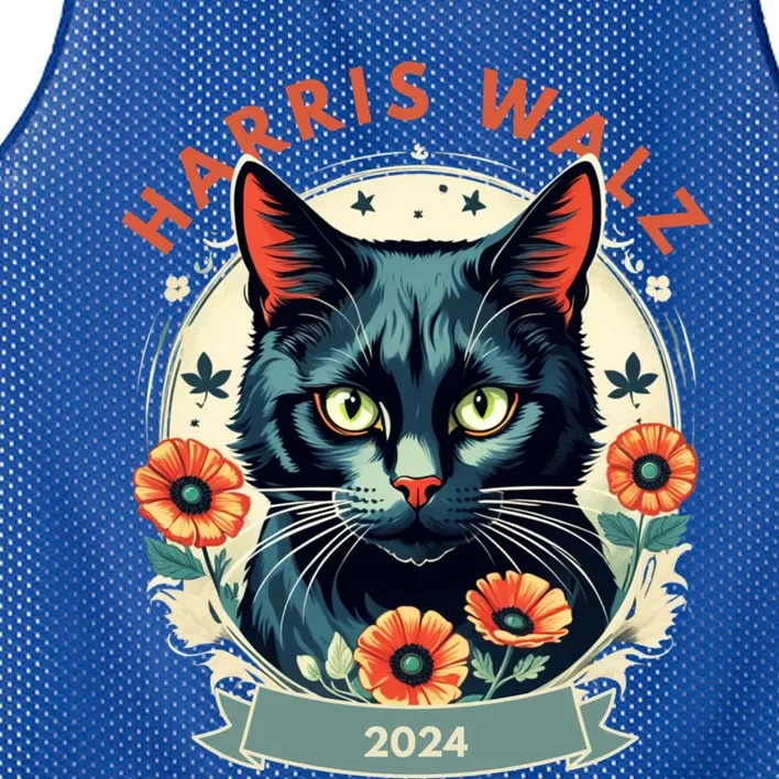 Less Cat Lady Kamala Flower Harris For President 2024 Cute Gift Mesh Reversible Basketball Jersey Tank