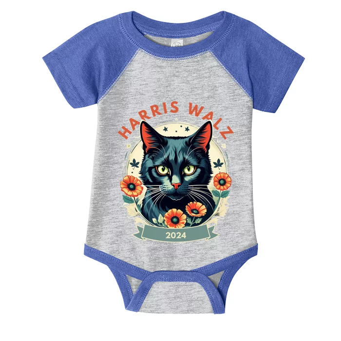 Less Cat Lady Kamala Flower Harris For President 2024 Cute Gift Infant Baby Jersey Bodysuit