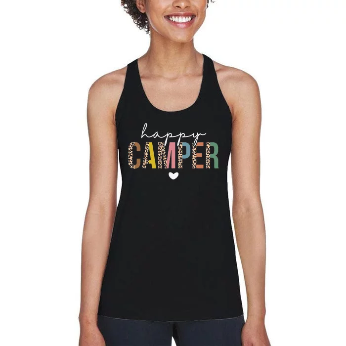 Leopard Camping Lover Outdoor Activities Camper Women's Racerback Tank