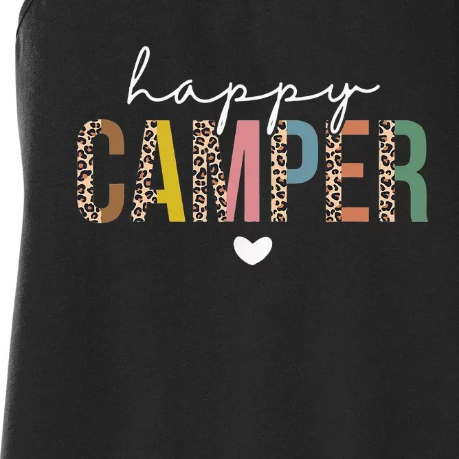 Leopard Camping Lover Outdoor Activities Camper Women's Racerback Tank