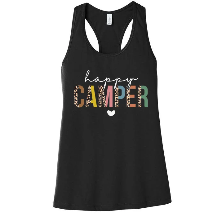 Leopard Camping Lover Outdoor Activities Camper Women's Racerback Tank