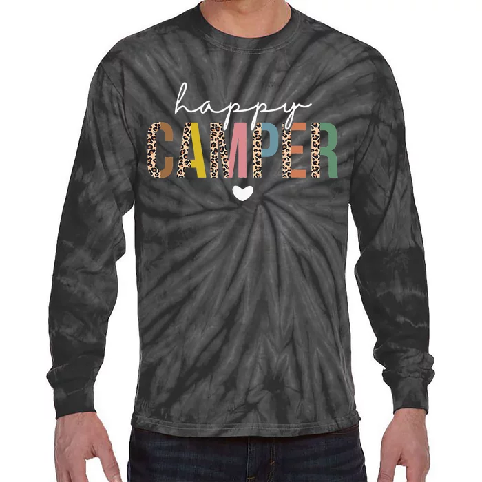 Leopard Camping Lover Outdoor Activities Camper Tie-Dye Long Sleeve Shirt