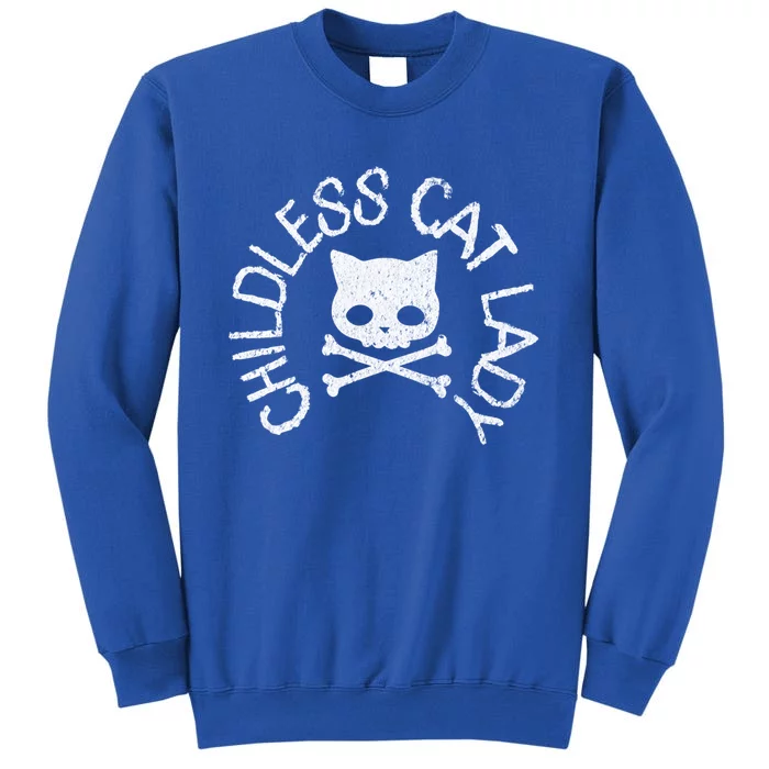 Less Cat Ladies Gothic Punk Rock Skull And Crossbones Funny Gift Tall Sweatshirt