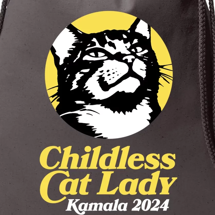 Less Cat Lady For Kamala 2024 Retro Cat Lover Design Gift Drawstring Bag