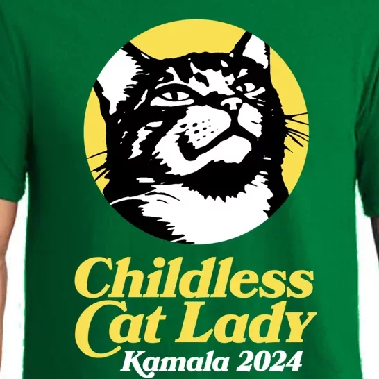 Less Cat Lady For Kamala 2024 Retro Cat Lover Design Gift Pajama Set