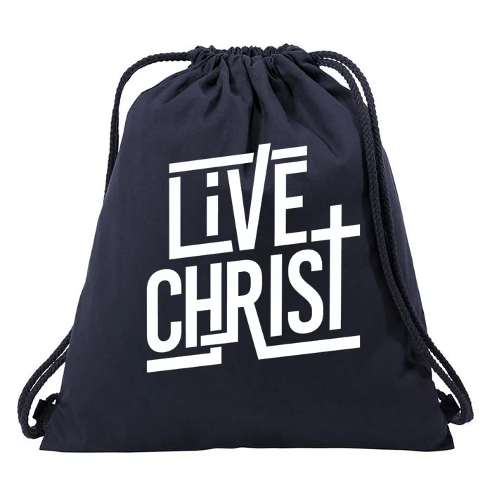 Live Christ Drawstring Bag