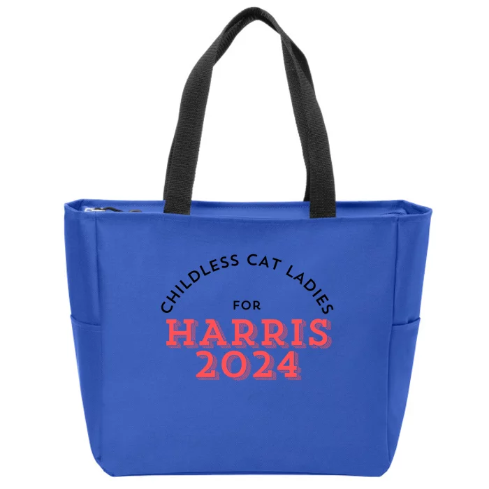 Less Cat Ladies For Kamala Harris 2024 Gift Zip Tote Bag