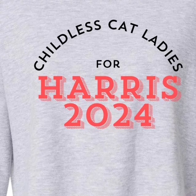 Less Cat Ladies For Kamala Harris 2024 Gift Cropped Pullover Crew