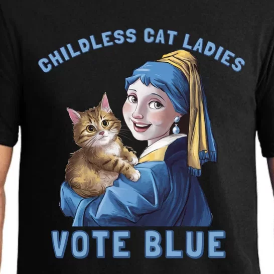 Less Cat Ladies Vote Blue With A Pearl Cute Gift Pajama Set