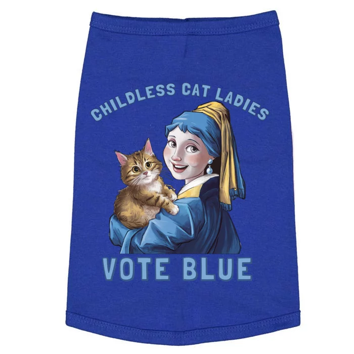 Less Cat Ladies Vote Blue With A Pearl Cute Gift Doggie Tank