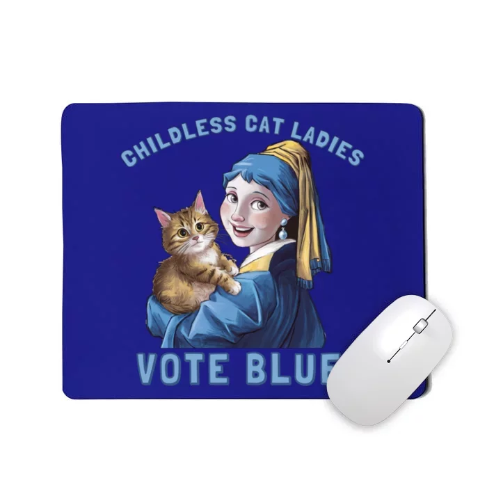 Less Cat Ladies Vote Blue With A Pearl Cute Gift Mousepad