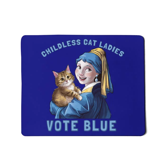 Less Cat Ladies Vote Blue With A Pearl Cute Gift Mousepad