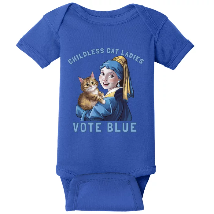 Less Cat Ladies Vote Blue With A Pearl Cute Gift Baby Bodysuit