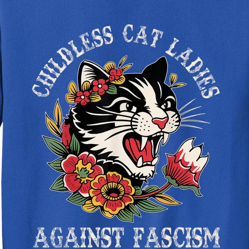 Less Cat Ladies Against Fascism Funny Cat Feminist Gift Sweatshirt