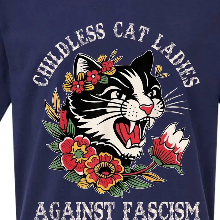 Less Cat Ladies Against Fascism Funny Cat Feminist Gift Sueded Cloud Jersey T-Shirt