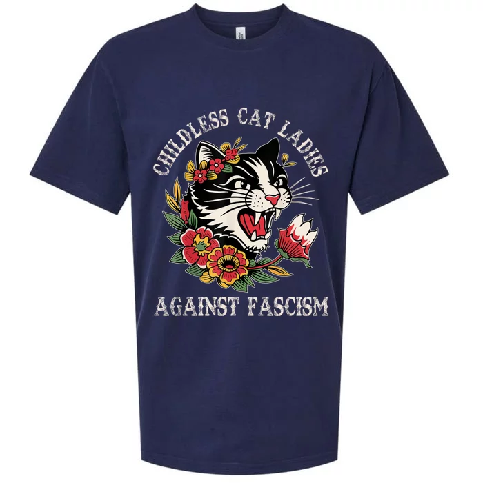 Less Cat Ladies Against Fascism Funny Cat Feminist Gift Sueded Cloud Jersey T-Shirt