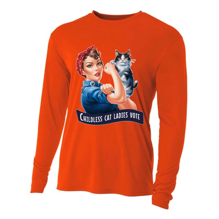 Less Cat Ladies Vote Rosie The Riveter Gift Cooling Performance Long Sleeve Crew