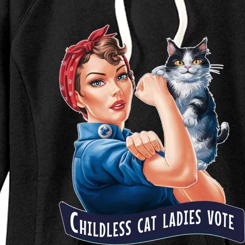 Less Cat Ladies Vote Rosie The Riveter Gift Women's Fleece Hoodie