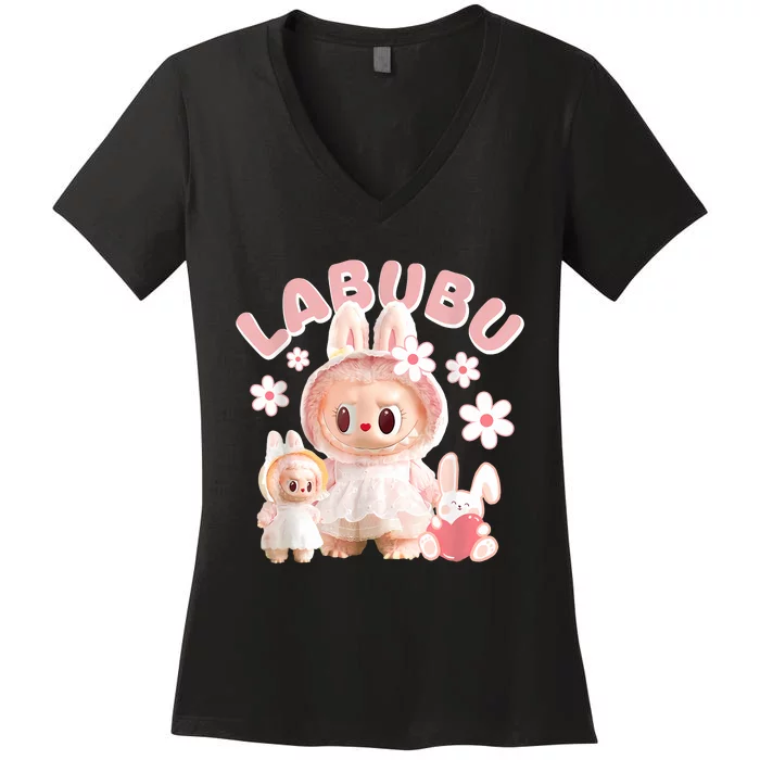 Labubu Cute Labubu The Monsters Meme Women's V-Neck T-Shirt