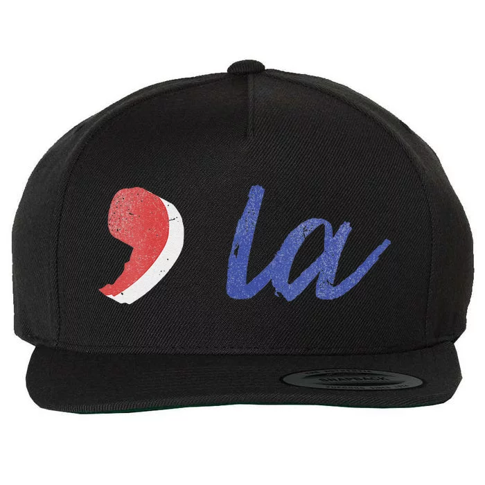 La Comma La In Red White & Blue Minimalist Design Wool Snapback Cap