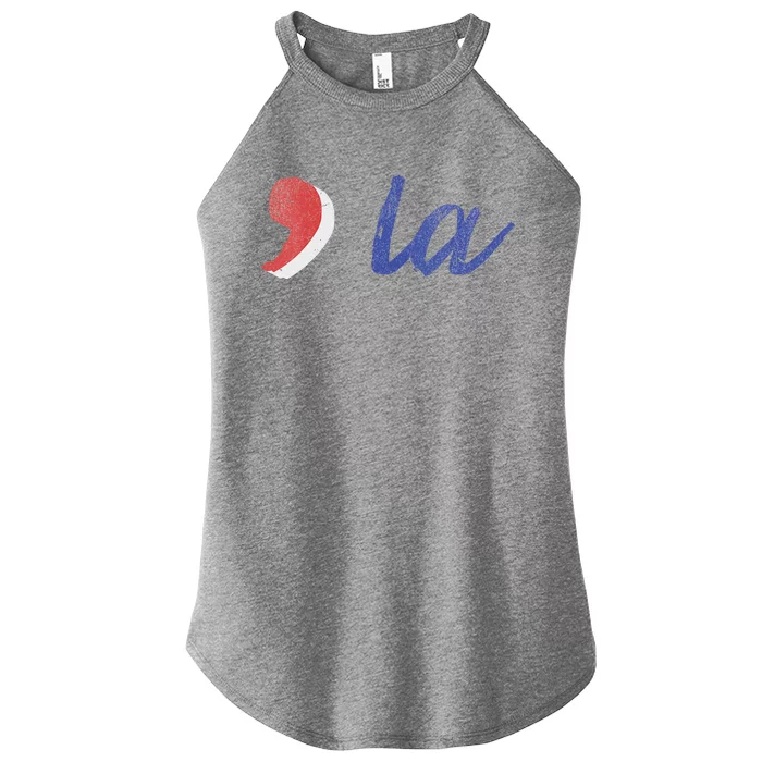 La Comma La In Red White & Blue Minimalist Design Women’s Perfect Tri Rocker Tank