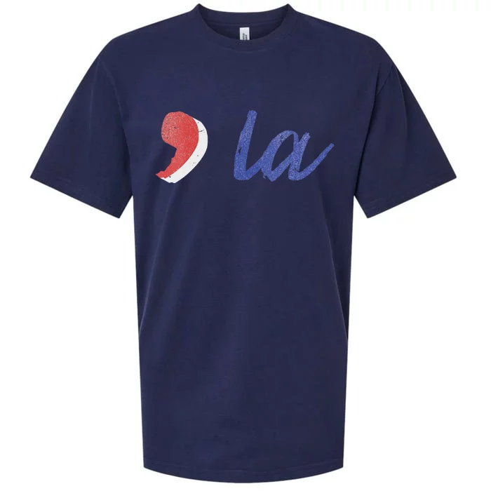 La Comma La In Red White & Blue Minimalist Design Sueded Cloud Jersey T-Shirt