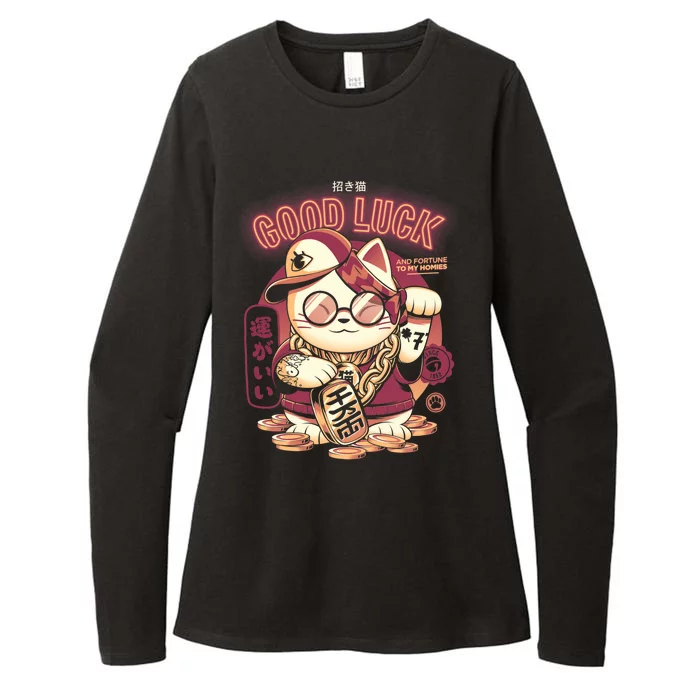 Lucky Cat Womens CVC Long Sleeve Shirt