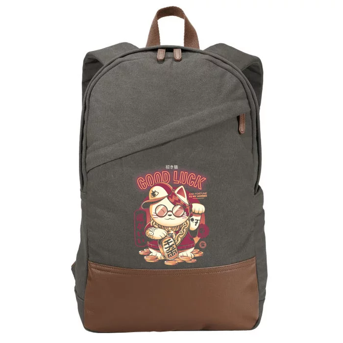 Lucky Cat Cotton Canvas Backpack