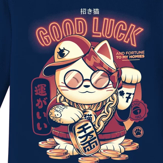 Lucky Cat Baby Long Sleeve Bodysuit