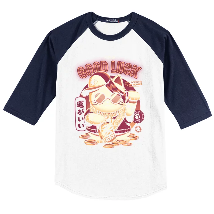 Lucky Cat Baseball Sleeve Shirt