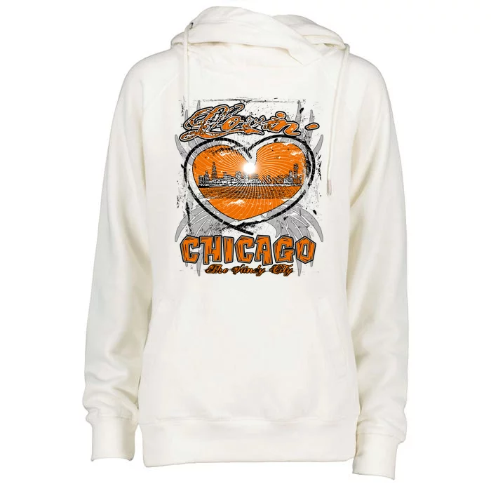 Loving Chicago Womens Funnel Neck Pullover Hood