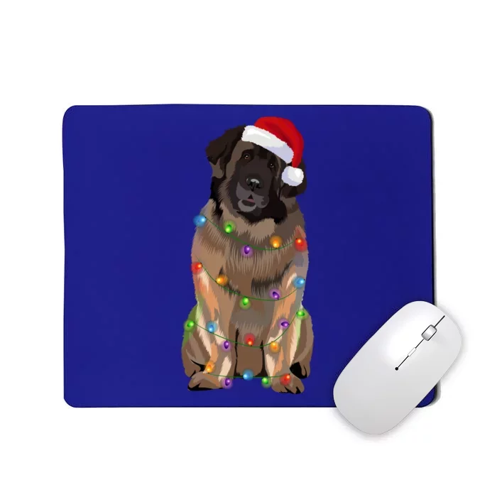 Leonberger Christmas Lights Xmas Dog Lover Santa Hat Great Gift Mousepad