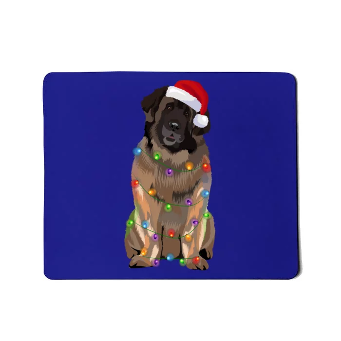 Leonberger Christmas Lights Xmas Dog Lover Santa Hat Great Gift Mousepad