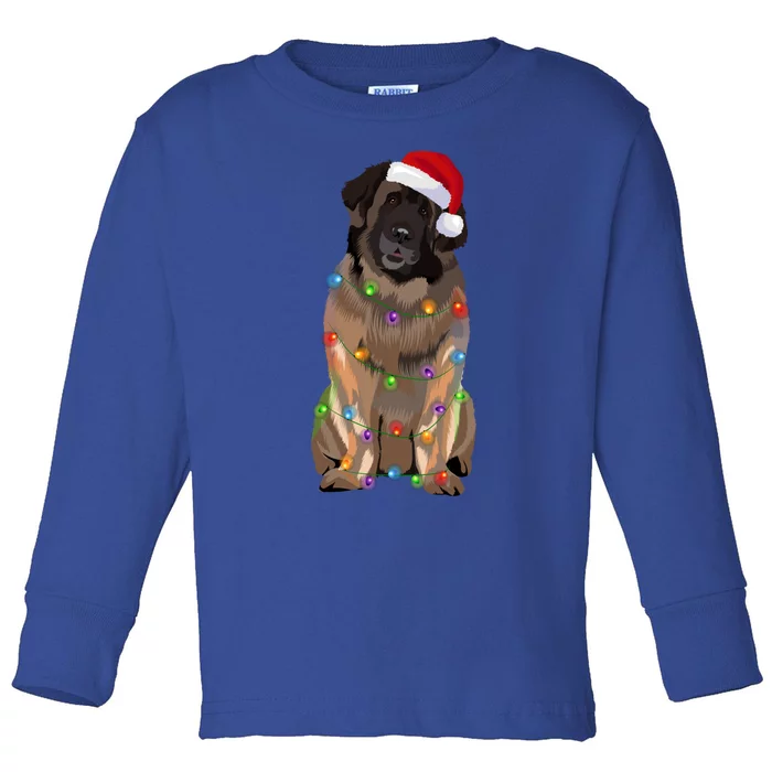 Leonberger Christmas Lights Xmas Dog Lover Santa Hat Great Gift Toddler Long Sleeve Shirt