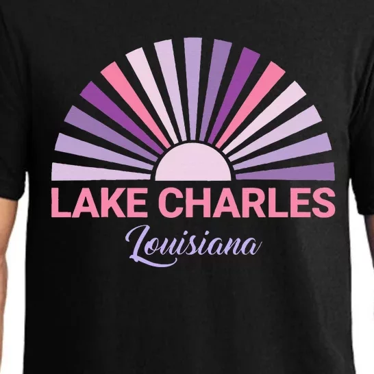 Lake Charles Louisiana Sunset Retro City State Love Pajama Set