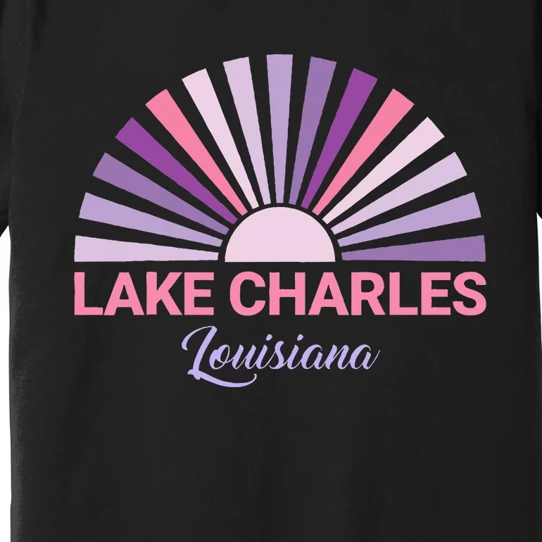 Lake Charles Louisiana Sunset Retro City State Love Premium T-Shirt