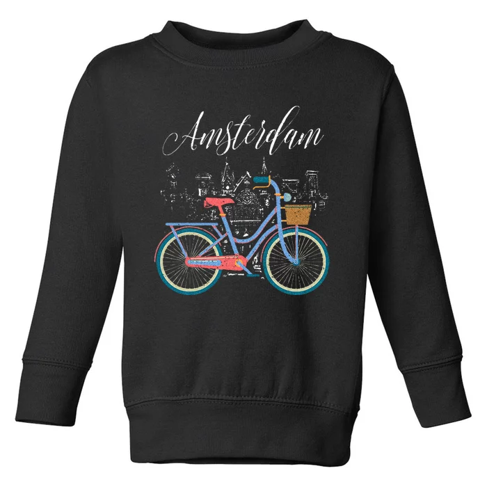 Love Cycling Luv Amsterdam Retro Bike Gift Design Idea Toddler Sweatshirt