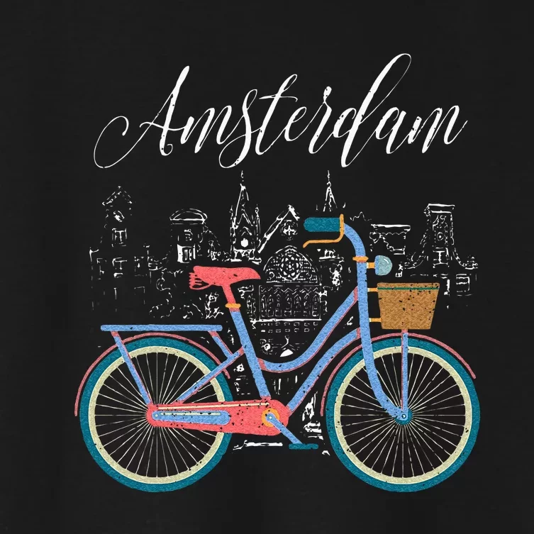 Love Cycling Luv Amsterdam Retro Bike Gift Design Idea Women's Crop Top Tee