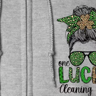 Lucky Cleaning Lady St. Patrick's Day Housekeeping Cleaner Full Zip Hoodie