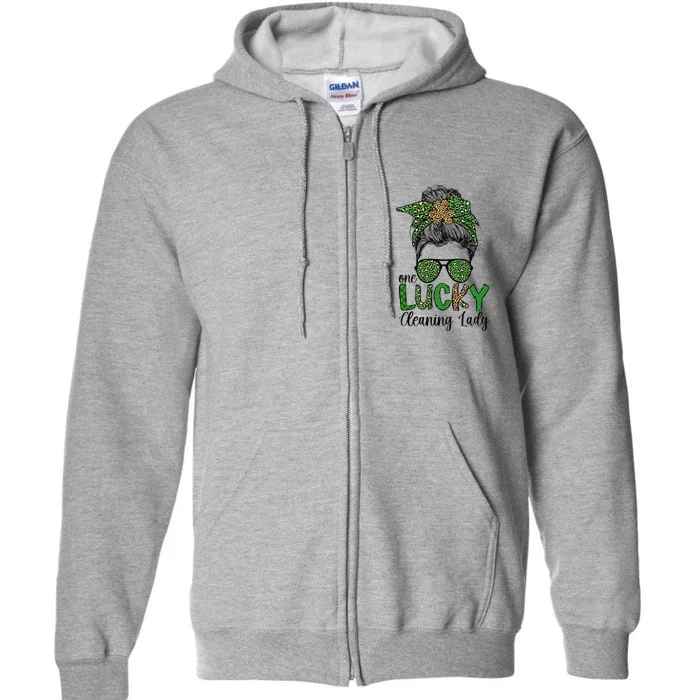 Lucky Cleaning Lady St. Patrick's Day Housekeeping Cleaner Full Zip Hoodie