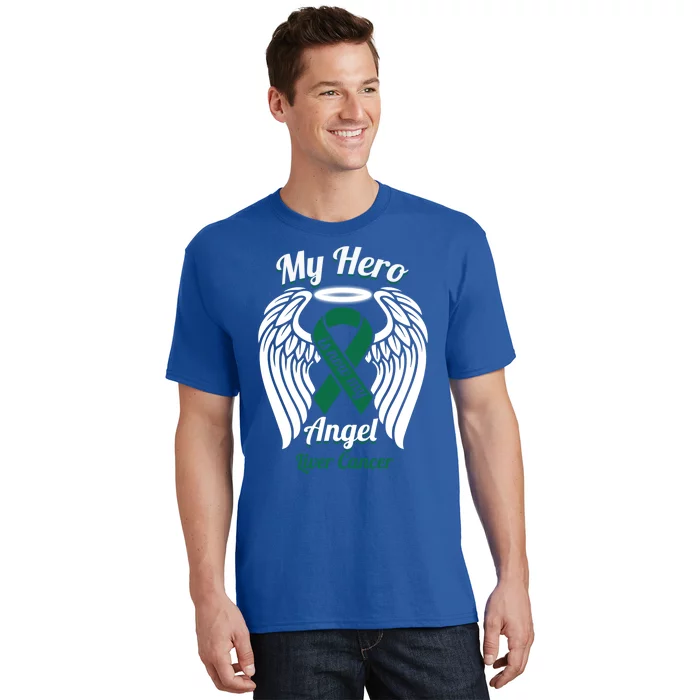 Liver Cancer My Hero Is Now My Angel Wings Gift T-Shirt