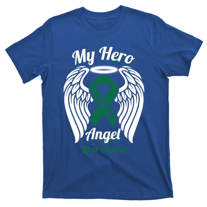 Liver Cancer My Hero Is Now My Angel Wings Gift T-Shirt