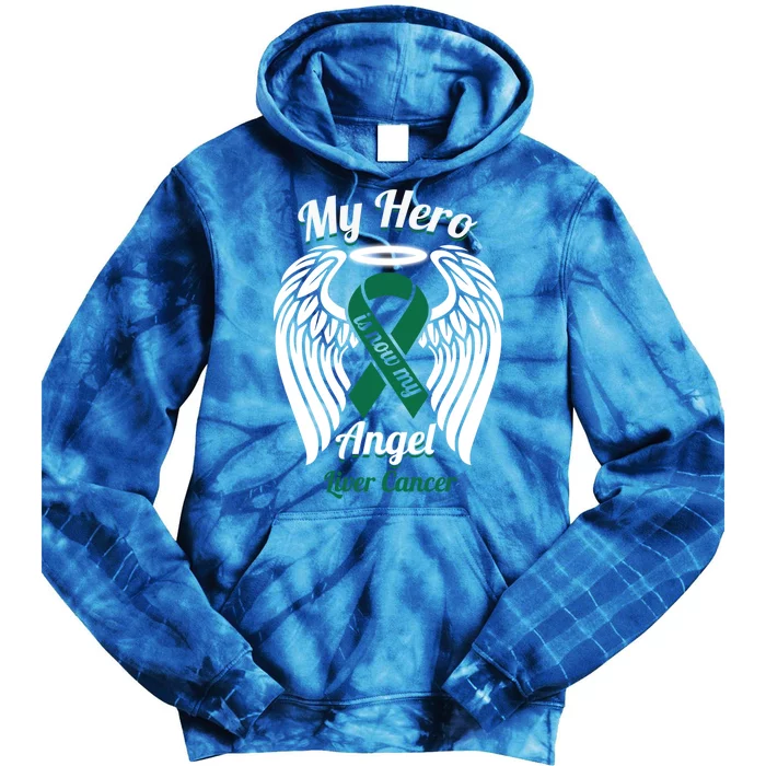 Liver Cancer My Hero Is Now My Angel Wings Gift Tie Dye Hoodie