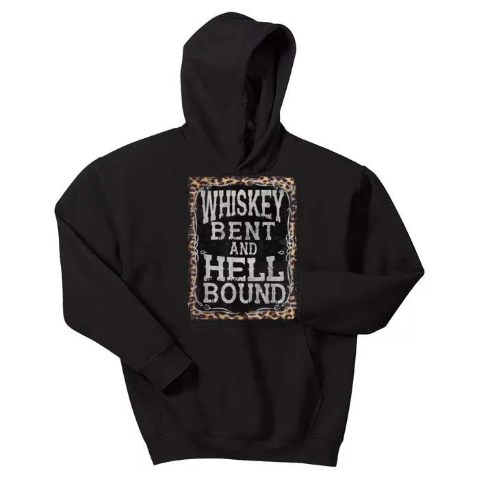 Leopard Country Music Whiskey Bent And Hell Bound Kids Hoodie