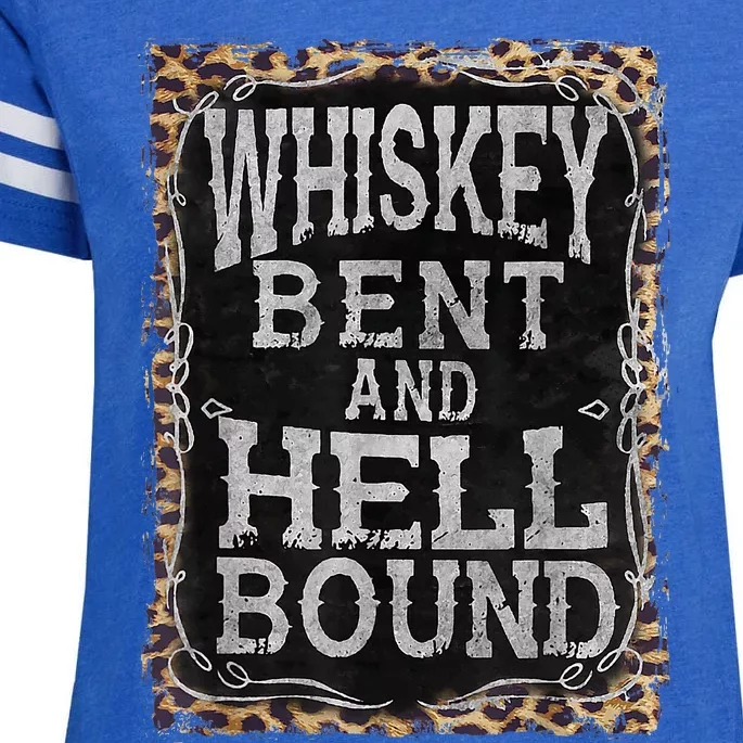 Leopard Country Music Whiskey Bent And Hell Bound Enza Ladies Jersey Football T-Shirt