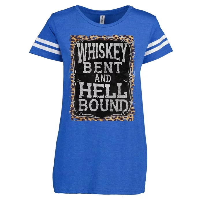 Leopard Country Music Whiskey Bent And Hell Bound Enza Ladies Jersey Football T-Shirt