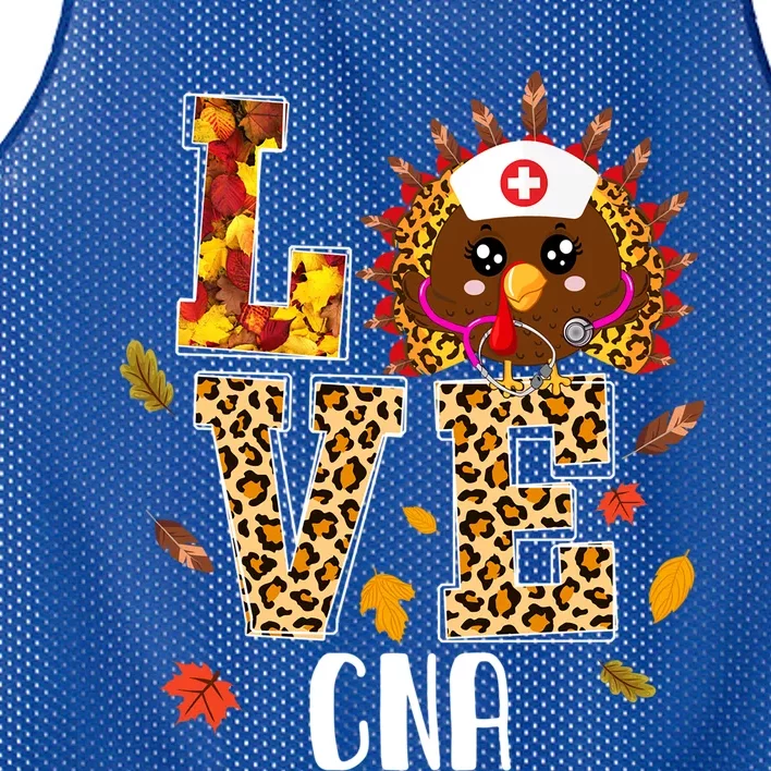 Love Cna Nurse Leopard Turkey Leopard Nursing Thanksgiving Gift Mesh Reversible Basketball Jersey Tank