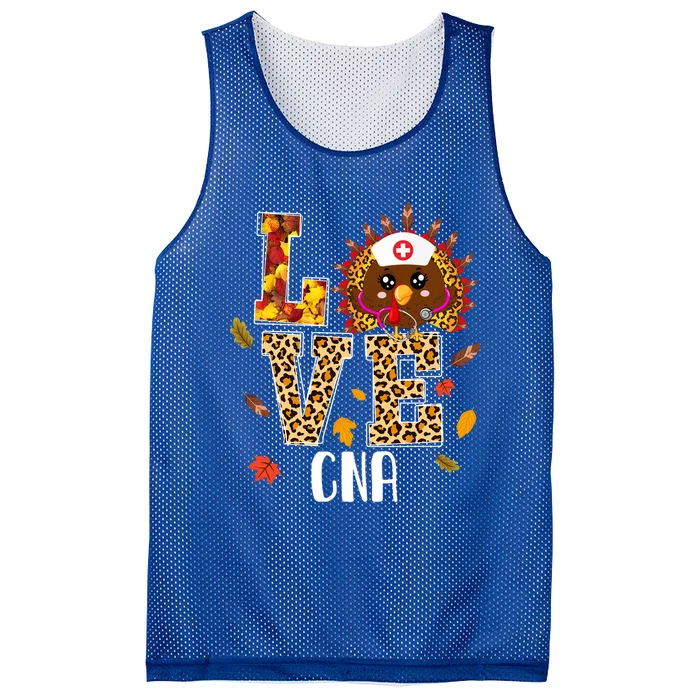 Love Cna Nurse Leopard Turkey Leopard Nursing Thanksgiving Gift Mesh Reversible Basketball Jersey Tank